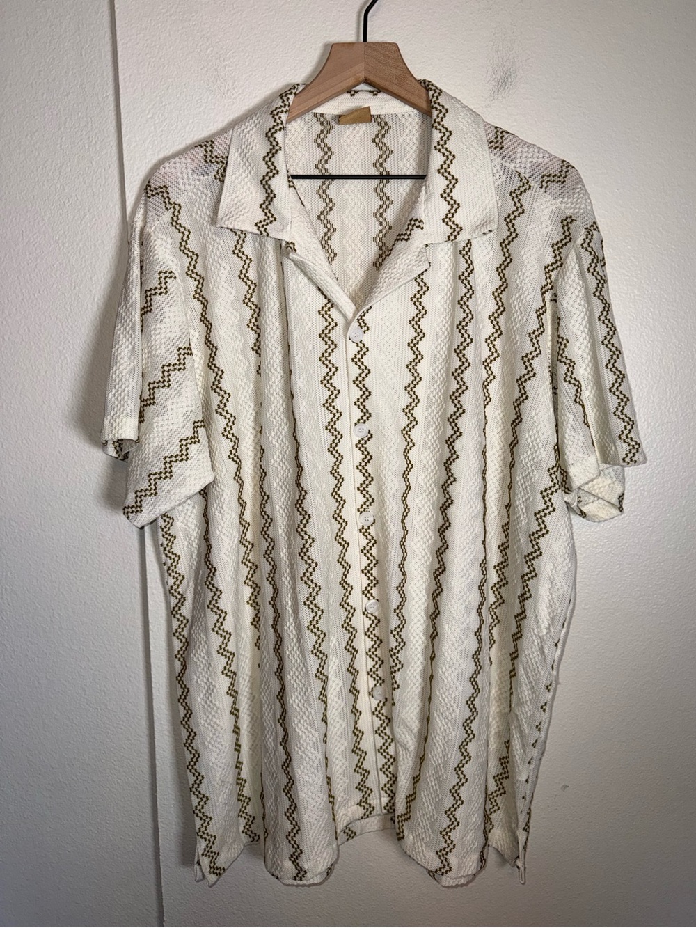 ABOVE MAN Lightweight Crochet Knit Big and Tall Beach Vacation Button Down 3X